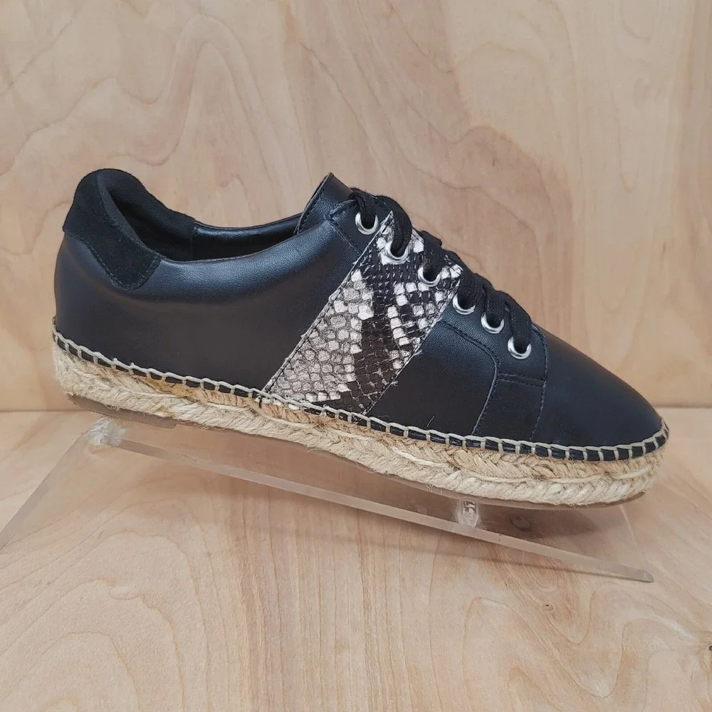 Carlos Santana Women's Sneakers 8 M Giselle black Leather Snake Print Espadrille